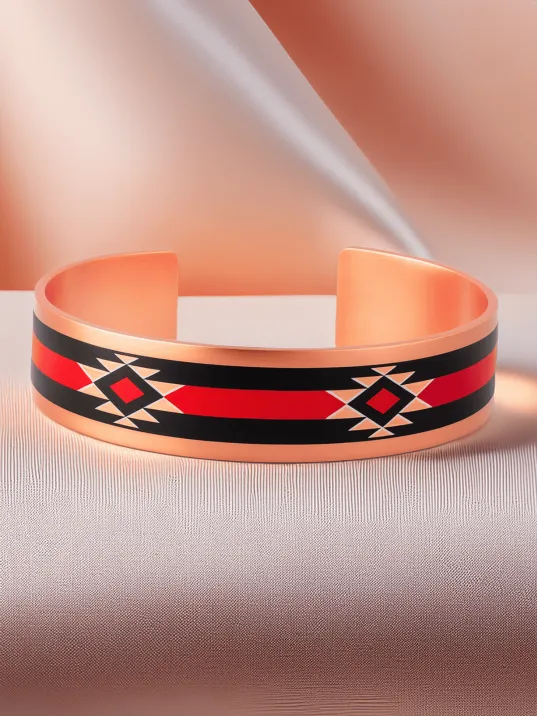 Kadın Bakır Bileklik - Rosso Model Özel Baskı Metal Kutu Ve Kuvars Taşı