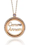 Canım Annem Yazılı Rose Renk Bayan Gümüş Kolye