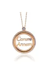Canım Annem Yazılı Rose Renk Bayan Gümüş Kolye