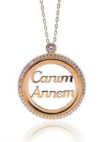 Canım Annem Yazılı Rose Renk Bayan Gümüş Kolye