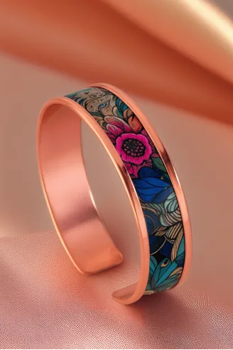 Kadın Bakır Bileklik - Ahri Model Özel Baskı Metal Kutu Ve Kuvars Taşı