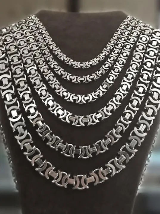 Euro Kral Erkek Gümüş Kolye Zincir Oksitli Model