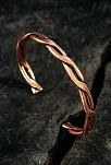 Copper Knit Bakır Kelepçe Bilezik Erkek Kadın Doğal Taşlar ve Metal Kutulu