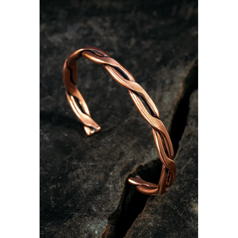 Copper Knit Bakır Kelepçe Bilezik Erkek Kadın Kuvars Taşı ve Metal Kutulu Copper Knit Bakır Kelepçe Bilezik Erkek Kadın Kuvars Taşı ve Metal Kutulu
