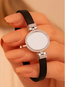 Kadın Gümüş Bileklik - İsim Yazılabilir Yuvarlak Plaka Model Kadın Bileklik