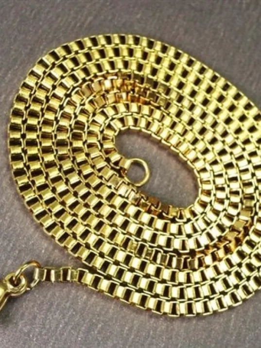 OttoMan Altın Rengi Kübik Erkek Kolye Zincir İnce Zarif Model