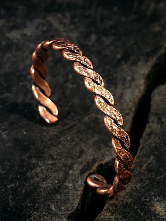 Saf Bakır Bileklik Otantik Model Örgü Metal Kutu Doğal Taşlar Kadın Erkek Kelepçe