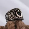 Ay Yıldız Motifli Yanı İşlemeli Özel Seri Erkek Gümüş Yüzük Ay Yıldız Motifli Yanı İşlemeli Özel Seri Erkek Gümüş Yüzük