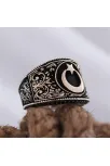 Ay Yıldız Motifli Yanı İşlemeli Özel Seri Erkek Gümüş Yüzük