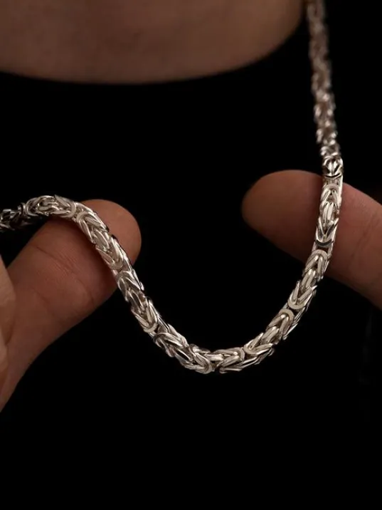 Erkek Gümüş Kolye - Kalın Beyaz Kral Erkek Kolye