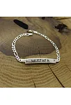 İsim Yazılabilir Erkek Gümüş Bileklik Künye Figaro Model GBLFIGRISIM-GMS