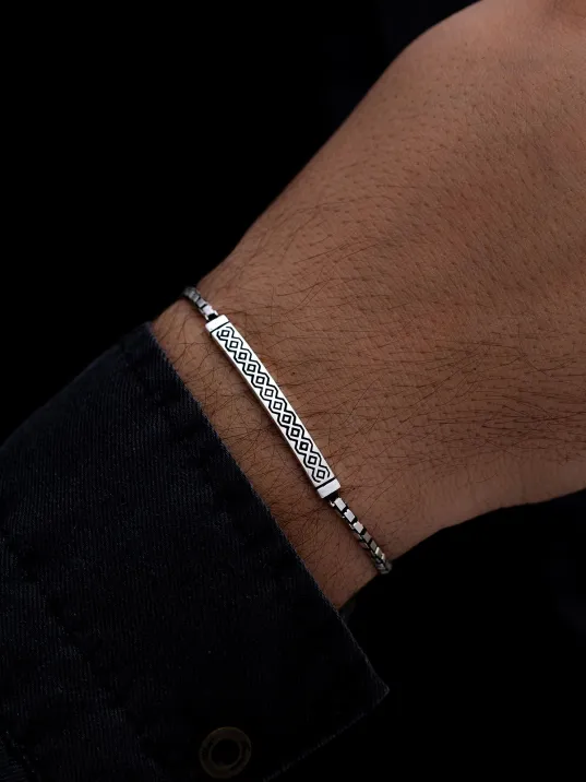 Erkek Gümüş Bileklik - Küp Zincir Baklava Desen Gümüş Bileklik Erkek Gümüş Bileklik - Küp Zincir Baklava Desen Gümüş Bileklik