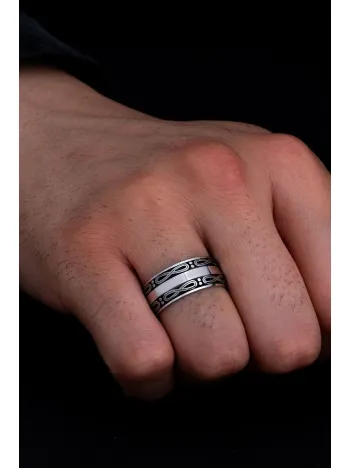 Erkek Gümüş Yüzük - 925 Ayar Sonsuzluk Model Gümüş Alyans Yüzük