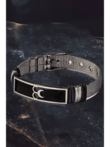 Erkek Çelik Bileklik - Üç Hilal Model Çelik Erkek Bileklik