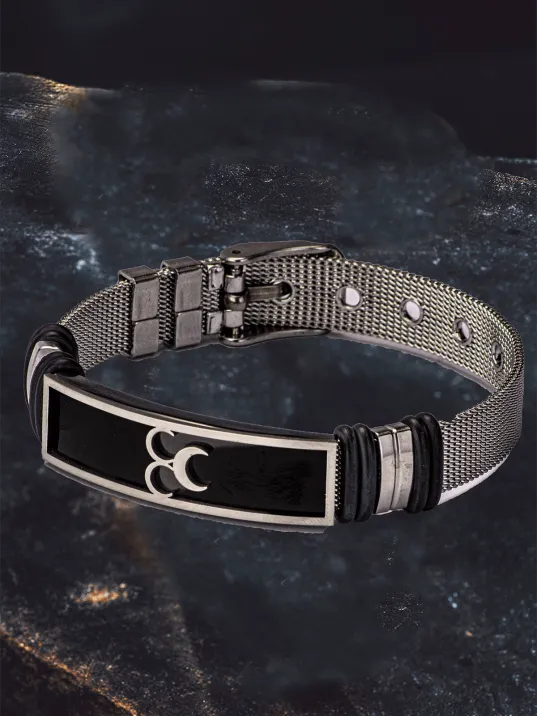 Erkek Çelik Bileklik - Üç Hilal Model Çelik Erkek Bileklik