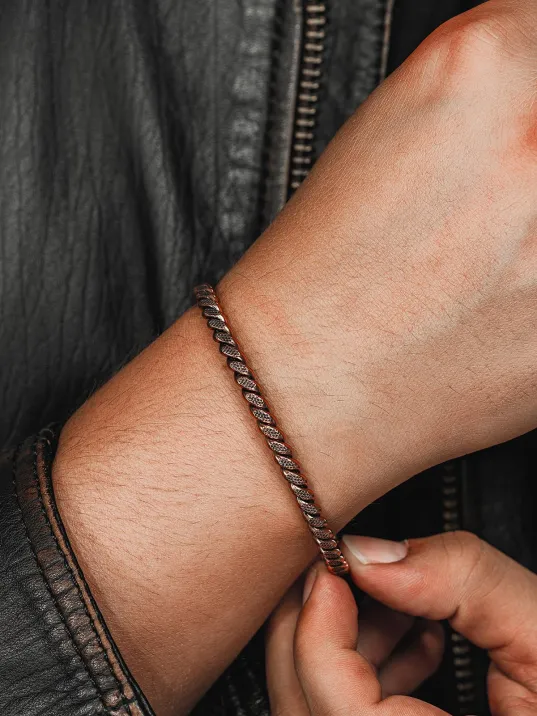 Erkek Bakır Bileklik - Sirayet Bakır Bilezik Metal Kutu Ve Doğal Taşlar