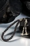 Erkek Doğal Taş Tespih - Doğal Siyah Lav Taşlı Ortaboy Tesbih
