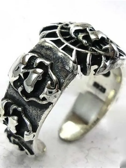 Gotik Kurukafa Skull Gümüş Erkek Yüzüğü