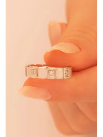 Kadın Gümüş Yüzük - 925 Ayar Terahertz Model Gümüş Alyans Yüzük