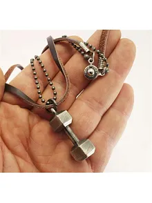 Dambıl Dumbell Deri Erkek Kolye Dambıl Dumbell Deri Erkek Kolye
