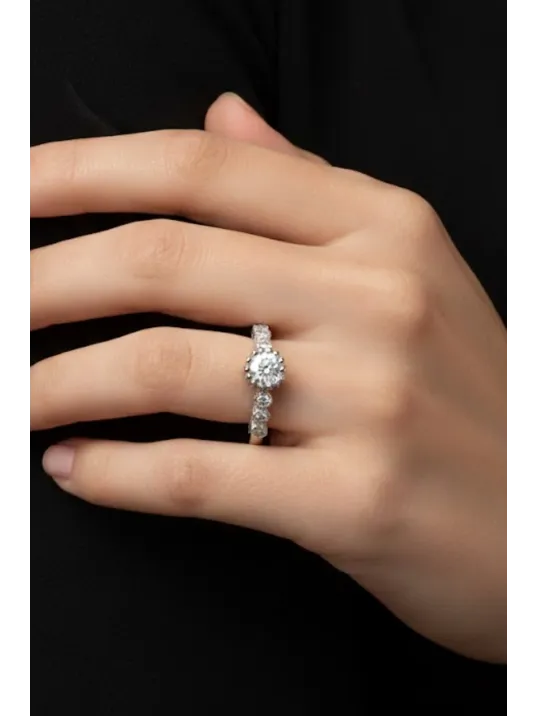 Parla Model Zirkon Taşlı Gümüş Su Yolu Kadın Yüzük