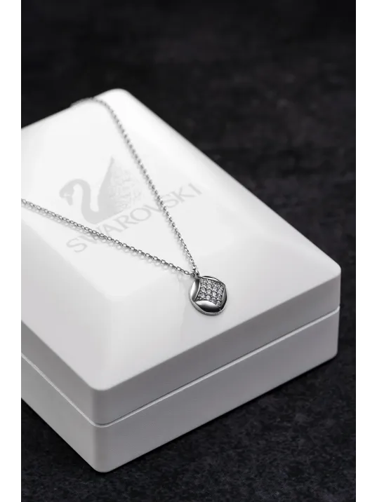 Kadın Gümüş Kolye - Swarovski Taşlı Zirconia Pırlanta Motifli Kadın Kolye