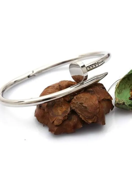 Paslanmaz Çelik Erkek Bayan Çivi Bileklik-Beyaz