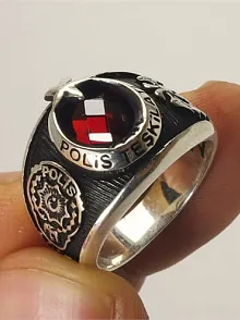 Polis Teşkitalı Erkek Gümüş Yüzük