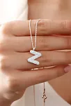 Kadın Gümüş Kolye - Z Harfi Zirkon Taşlı Balon Harf Kadın Kolye