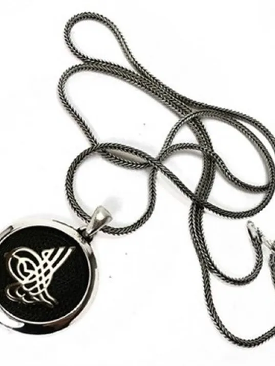 Osmanlı Tuğralı Erkek Gümüş Kolye Zincir Osmanlı Tuğralı Erkek Gümüş Kolye Zincir