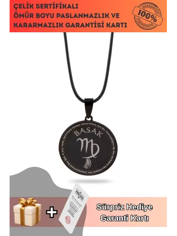 Başak Burcu Kolyesi Kadın Erkek Çelik Deri Kolye CKLBASAKBUR-SYH
