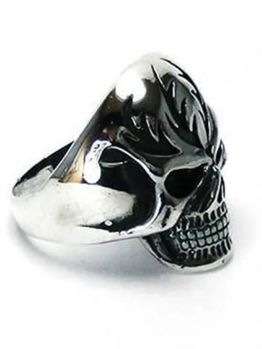 Gotik Maskeli Kurukafa Gümüş Erkek Yüzüğü