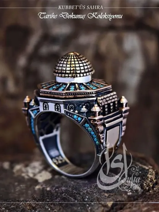İslam Usta Tasarımı Kubbetüs Sahra Gümüş Erkek Yüzük
