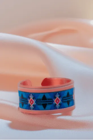 Kadın Bakır Yüzük - Zaira Model Özel Baskı Metal Kutu Ve Kuvars Taşı