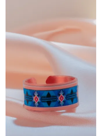 Kadın Bakır Yüzük - Zaira Model Özel Baskı Metal Kutu Ve Kuvars Taşı