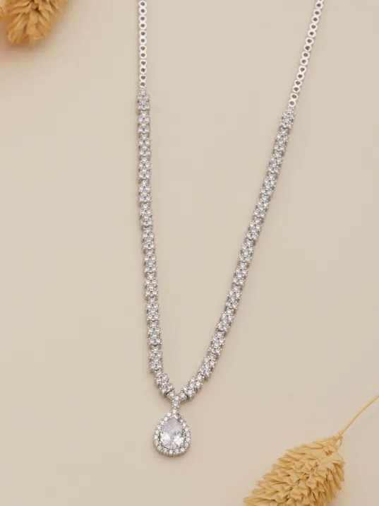 Kadın Gümüş Kolye - Aylin Damla Model Zirkon Taşlı Kadın Kolye