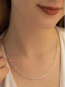 Kadın Gümüş Kolye - 2.5 mm Desenli Barlı Model Gümüş Kolye