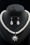 Kadın İnci Kolye Küpe Set - Solara Model Çiçek Motifli Kadın İnci Set Kadın İnci Kolye Küpe Set - Solara Model Çiçek Motifli Kadın İnci Set
