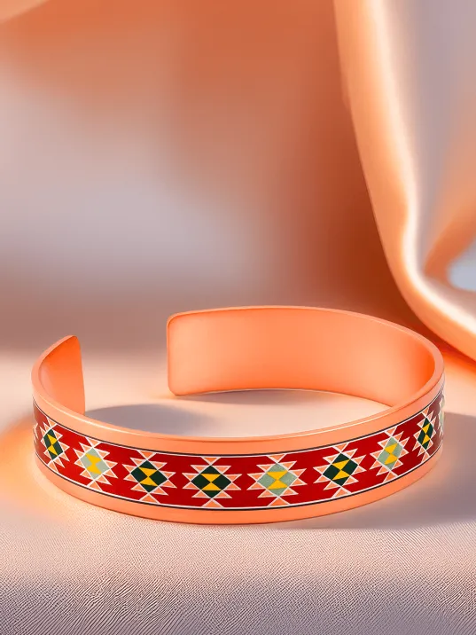 Kadın Bakır Bileklik Yüzük Set - Natasha Model Özel Baskı Metal Kutu Ve Kuvars Taşı