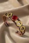 Kadın Bakır Bileklik - Kırmızı Akik Taş Halkalı Model Bakır Bilezik Metal Kutu Ve Doğal Taşlar