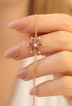 Kahverengi Taşlı Çiçek Model Rose Kadın Gümüş Bileklik