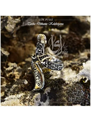 İslam Usta Tasarımı Gökpusat Gümüş Erkek Yüzük