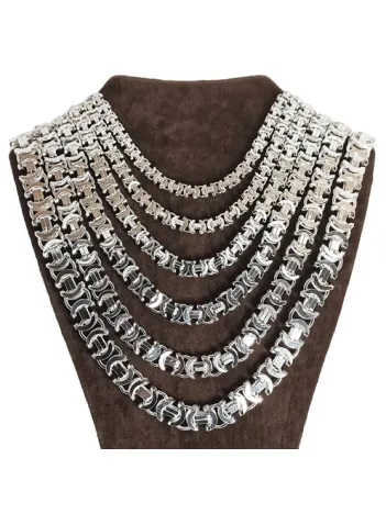 Euro Kral Erkek Gümüş Kolye Zincir Parlak Model