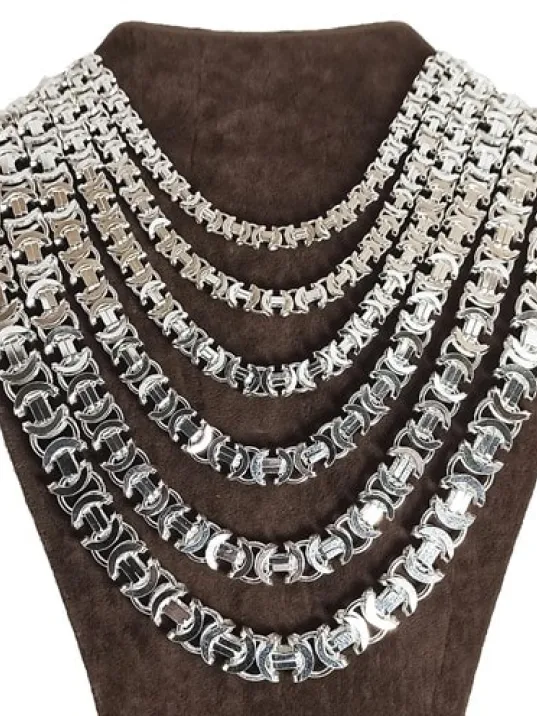 Euro Kral Erkek Gümüş Kolye Zincir Parlak Model