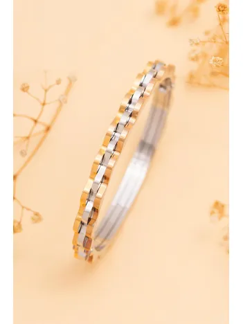 Kadın Çelik Bileklik - Rose Kaplama Lüks Bukle Model Kadın Kelepçe