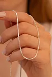 Kadın Gümüş Kolye - 925 Ayar 1.5 mm Küp Zincir Gümüş Kolye
