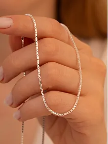 Kadın Gümüş Kolye - 925 Ayar 1.5 mm Küp Zincir Gümüş Kolye