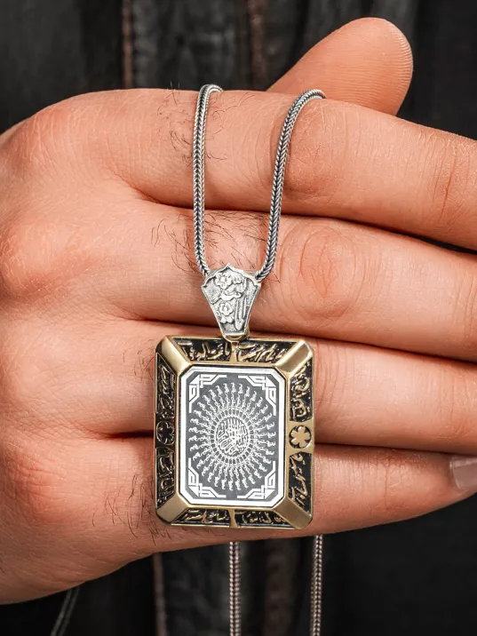 925 Ayar Gümüş Kare 35 Besmele Duası İşlemeli Kolye Tilki Kuyruğu Zincirli Model 925 Ayar Gümüş Kare 35 Besmele Duası İşlemeli Kolye Tilki Kuyruğu Zincirli Model
