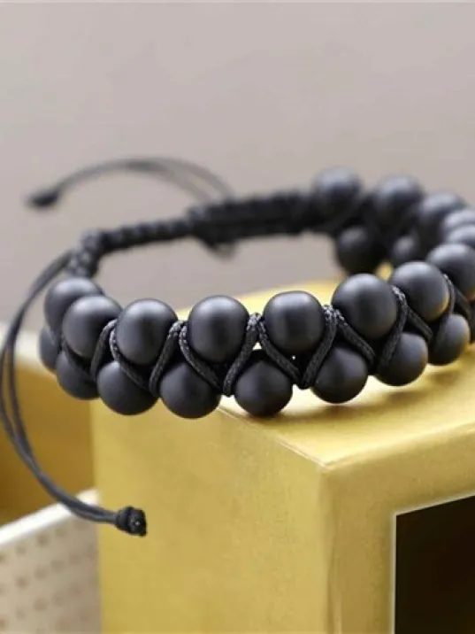 Çiftsıra Oniks Doğaltaş Erkek Makrome Bileklik Çiftsıra Oniks Doğaltaş Erkek Makrome Bileklik