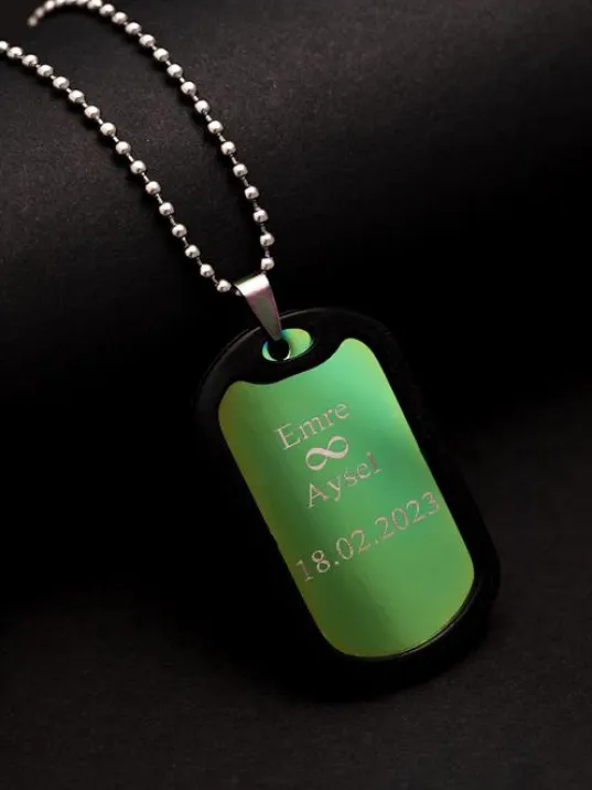 Erkek Kolye-Çelik Karışık Renkli Asker Künyesi